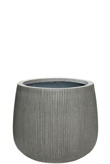 Grijze cement pot met ribbel